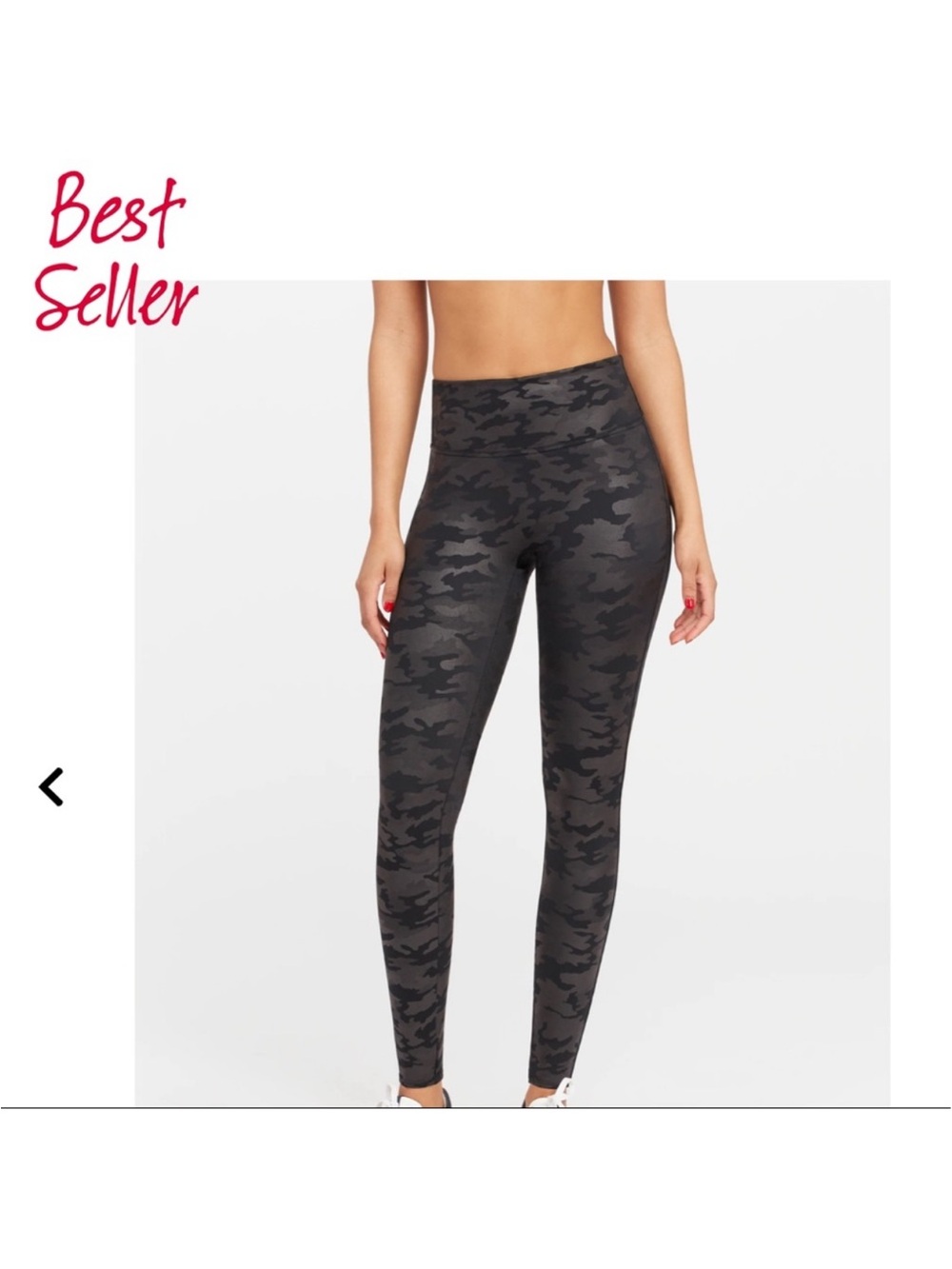 SPANX Faux Leather Camo Leggings Matte Black High Rise Size S NWT - Picture 3 of 9